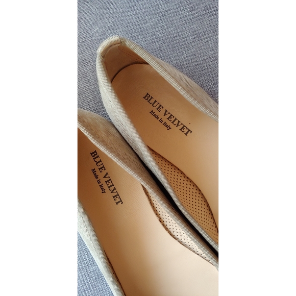 BLUE VELVET SHOES Striped Suede Ballerina Flats - Picture 3 of 4